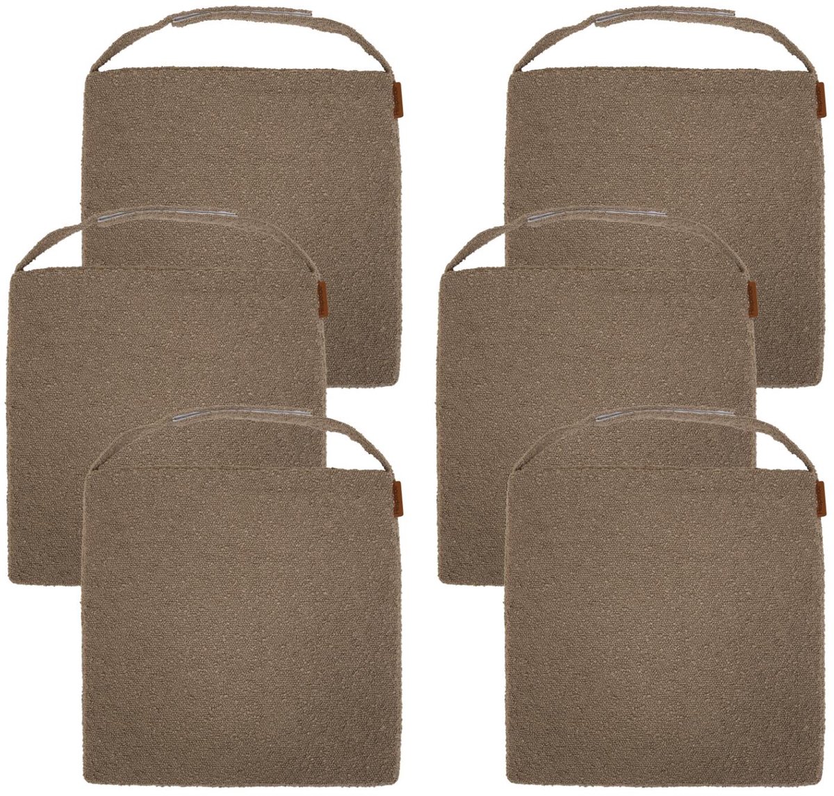 Hespiride stoelkussen Sofia - 6x - 40 x 40 x 4 cm - taupe - boucle - binnen/buiten