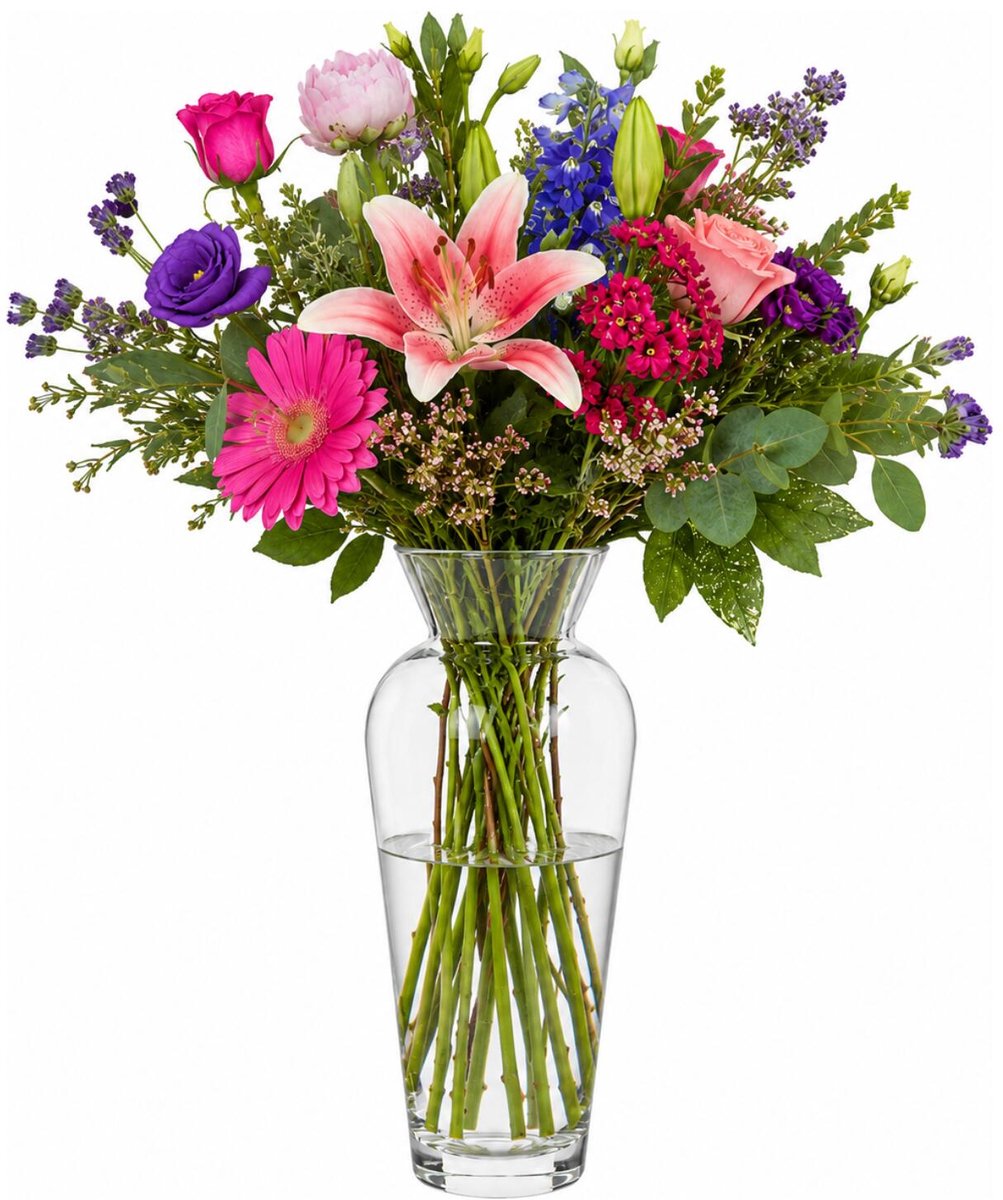 Alessandro bloemenvaas Derby - transparant glas - H30 cm - Decoratief en stijlvol - steelbloemen en siertakken