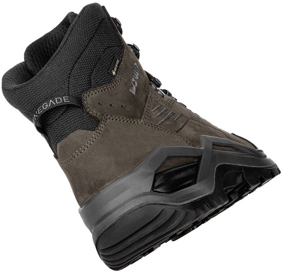 Bruine Lowa Renegade EVO GTX Mid wandelschoen, schuin van voren gezien.