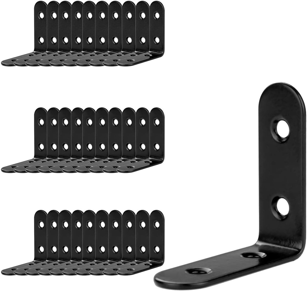 30 Stuks RVS Hoekhoeken 50 x 50 mm, 90 Graden, Zwart, Voor Meubelverbindingen en Reparaties