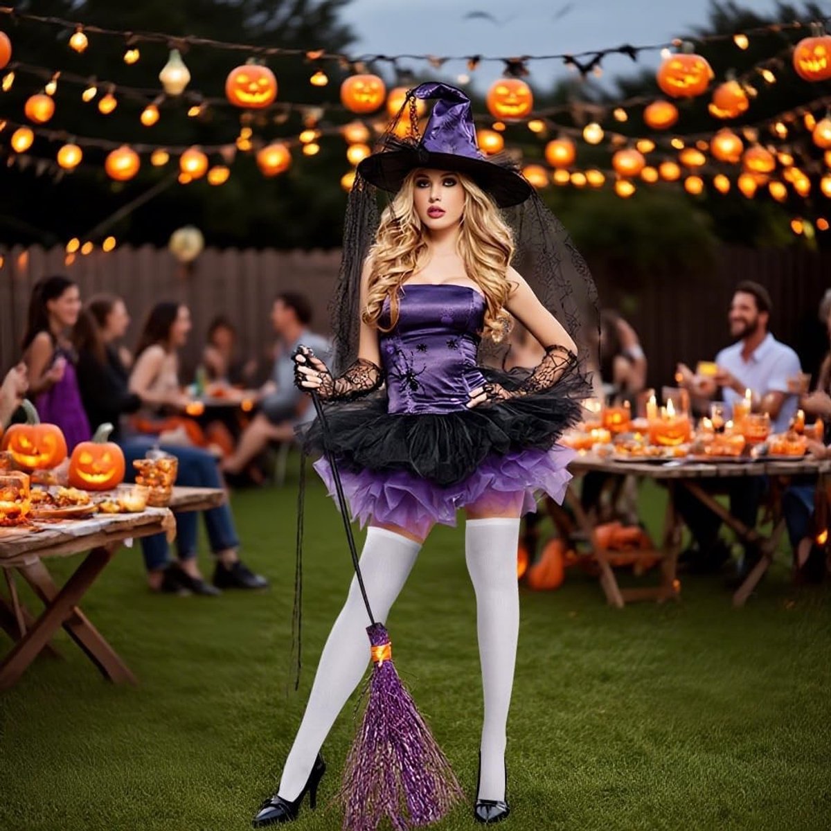 Dunne Gestreepte Dameskniekousen - Extra Lange Thigh High Kousen voor Casual Gebruik en Cosplay, Perfect voor Carnaval en Maskerades