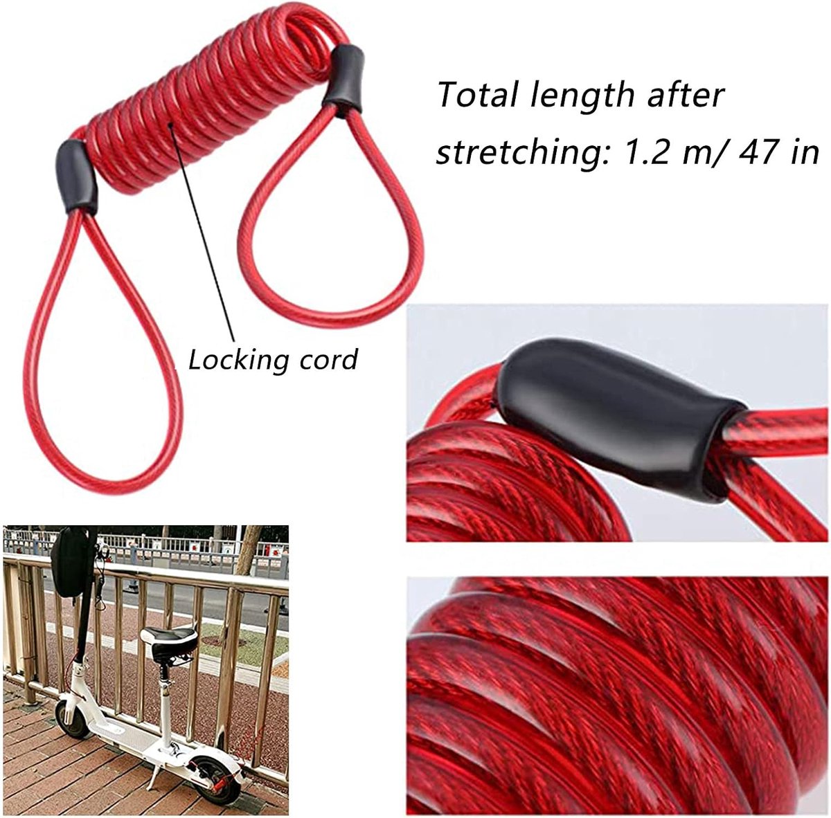 Schijfremslot Fatbikev - Step - Remschijfslot Met Reminder Kabel En Houder - Elektrische Step Accessoires - Voor E-Bike / Motor / Scooter / Elektrische Step / Fiets - Anti-Diefstal - Zwart – foto 2