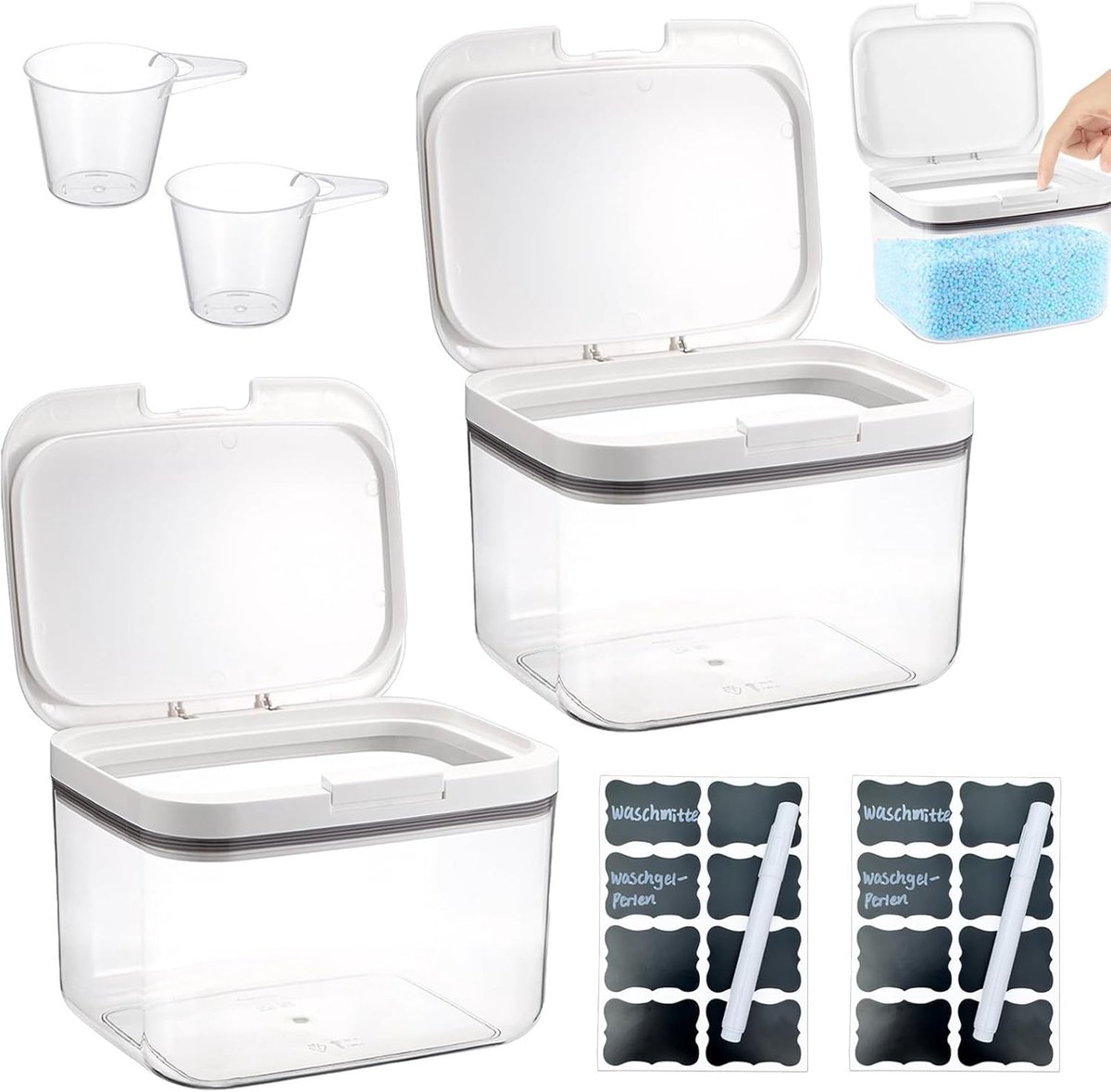 Lavendelwasmiddel in plastic doos, 2 eenheden van 2,8 l - Ideaal voor opslag, organizer en voedselveiligheid