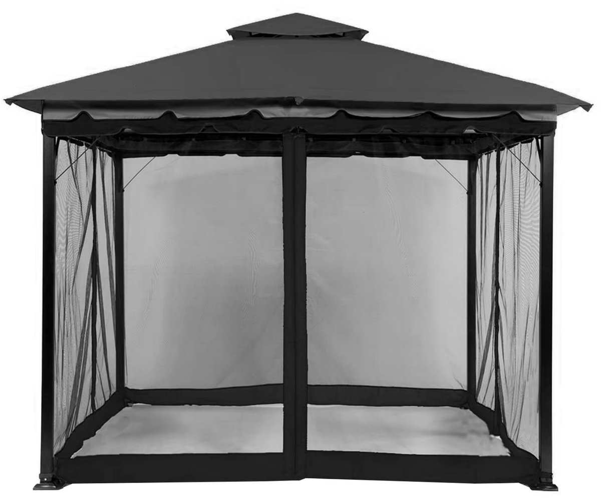Mosquito Net for Gazebo - 300x300x230 cm, insectenwerende netting met ritssluitingen - Zwart