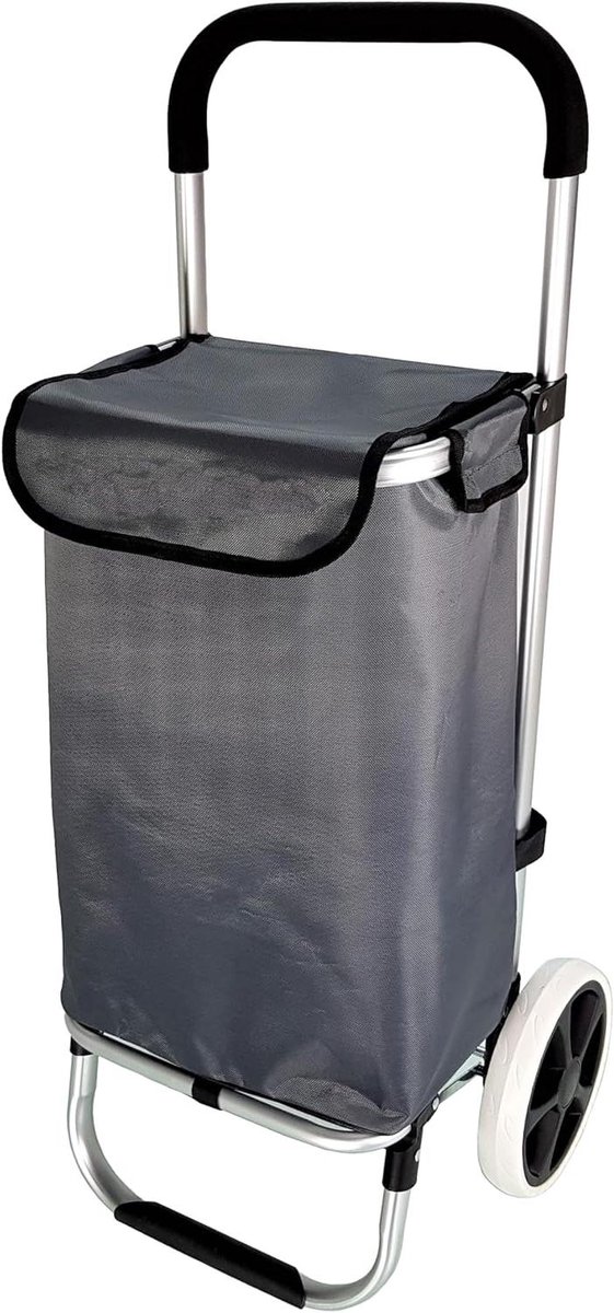 Winkelwagen Tas - Boodschappentrolley - Boodschappen Vervoeren - Inklapbaar Frame - 97 cm Hoog - Grijs