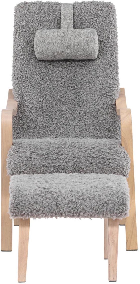 Fårö fauteuil met voetenbankje grijs.