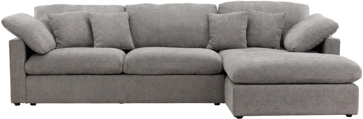 Amalfi chaise longue bank 6 sierkussens links grijs.