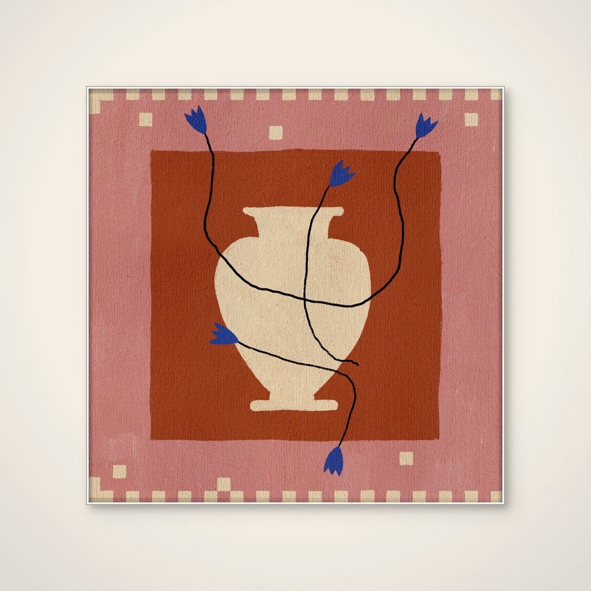 Akoestisch schilderij - 80 x 80 cm - Out of Vase Blooms 7 van Shatha Al Dafai - Abstracte wanddecoratie - wit textielframe