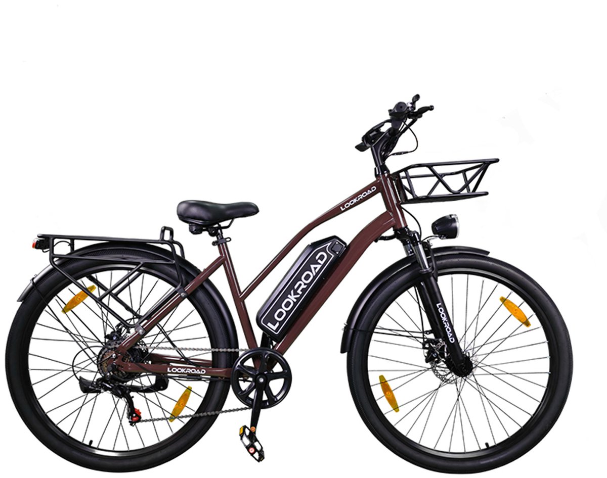 Lookraod L28 Elektrische Fiets – 28‘’ 250W Motor, 36V 23Ah Accu, 140km Bereik, 7-Speed Shimano, Hydraulische Remmen-Rood