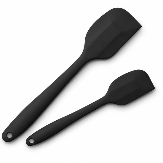 VITAMO Siliconen Spatel 2 Stuks - Hittebestendig - Vaatwasserbestendig - BPA vrij - 28 en 21 cm - Zwart