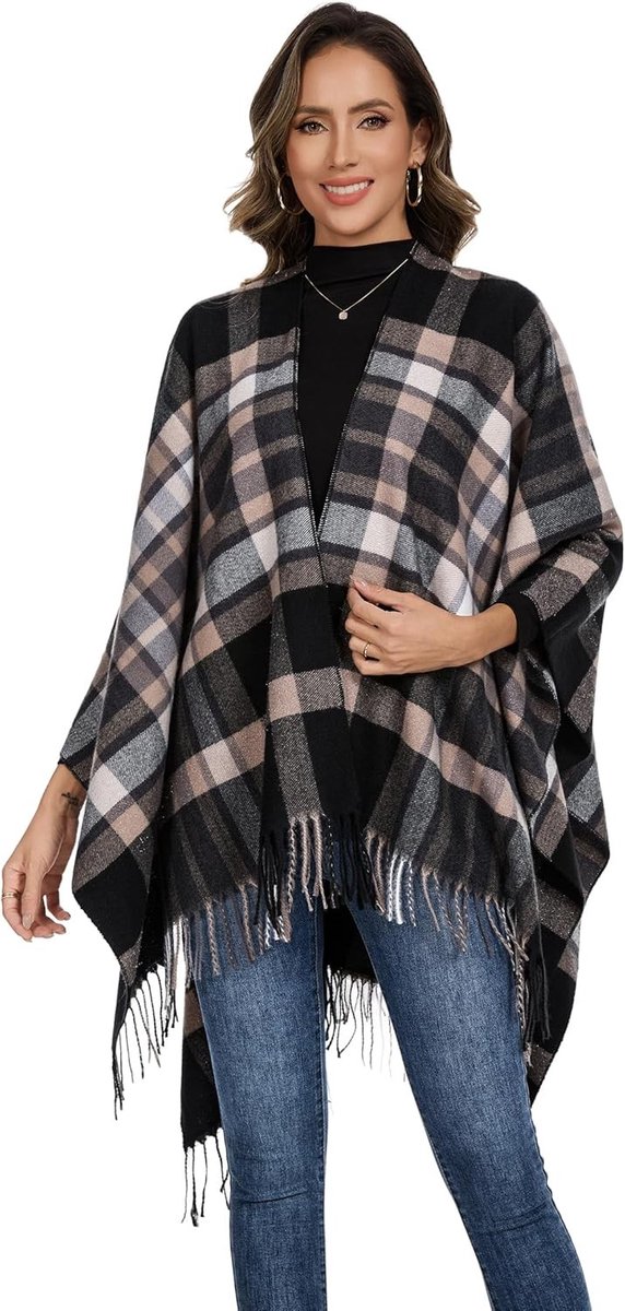 Elegante Dames Poncho voor de Winter | Warme Gebreide Cape en Sjaal | Perfect Cadeau voor Verjaardag en Kerst