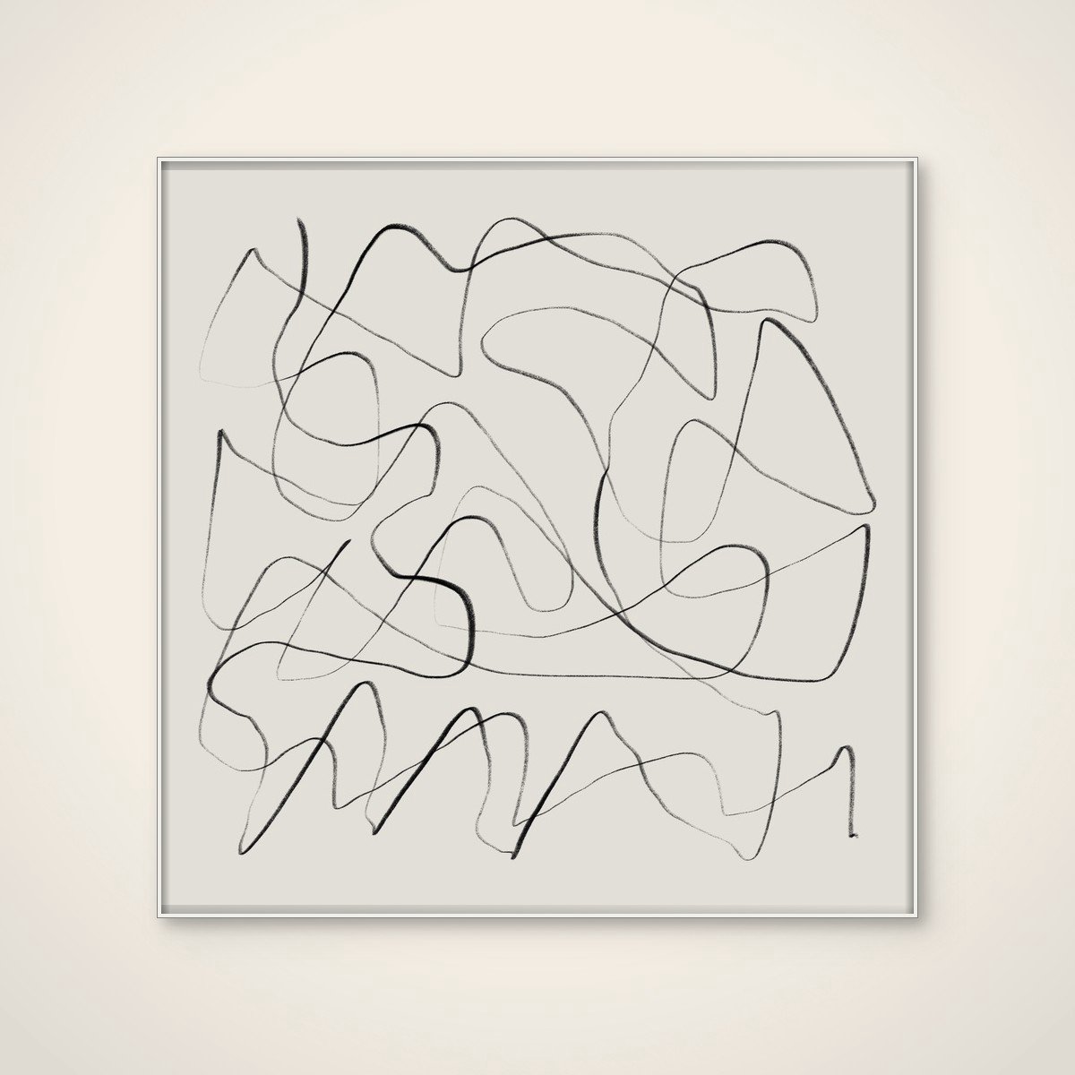 Akoestisch schilderij - 100 x 100 cm - Ready van Dan Hobday - Abstracte wanddecoratie - wit textielframe