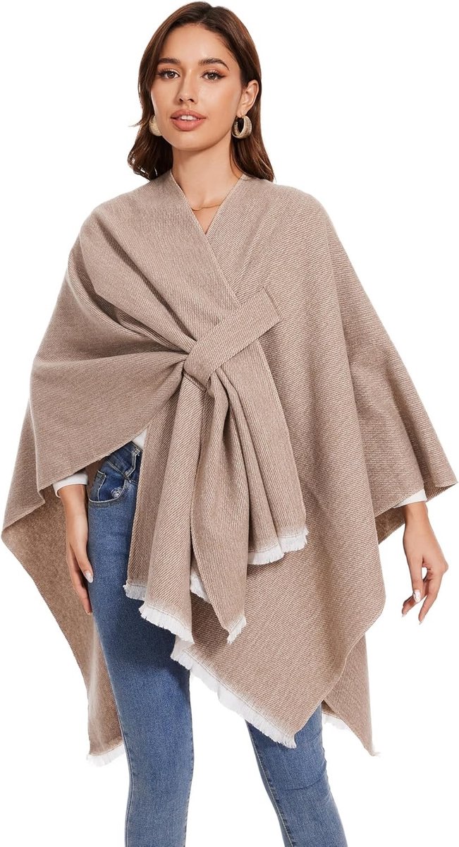 Elegante Dames Poncho voor de Winter | Warme Gebreide Cape, Dekentje en Sjaal | Perfect Cadeau voor Verjaardag en Kerst