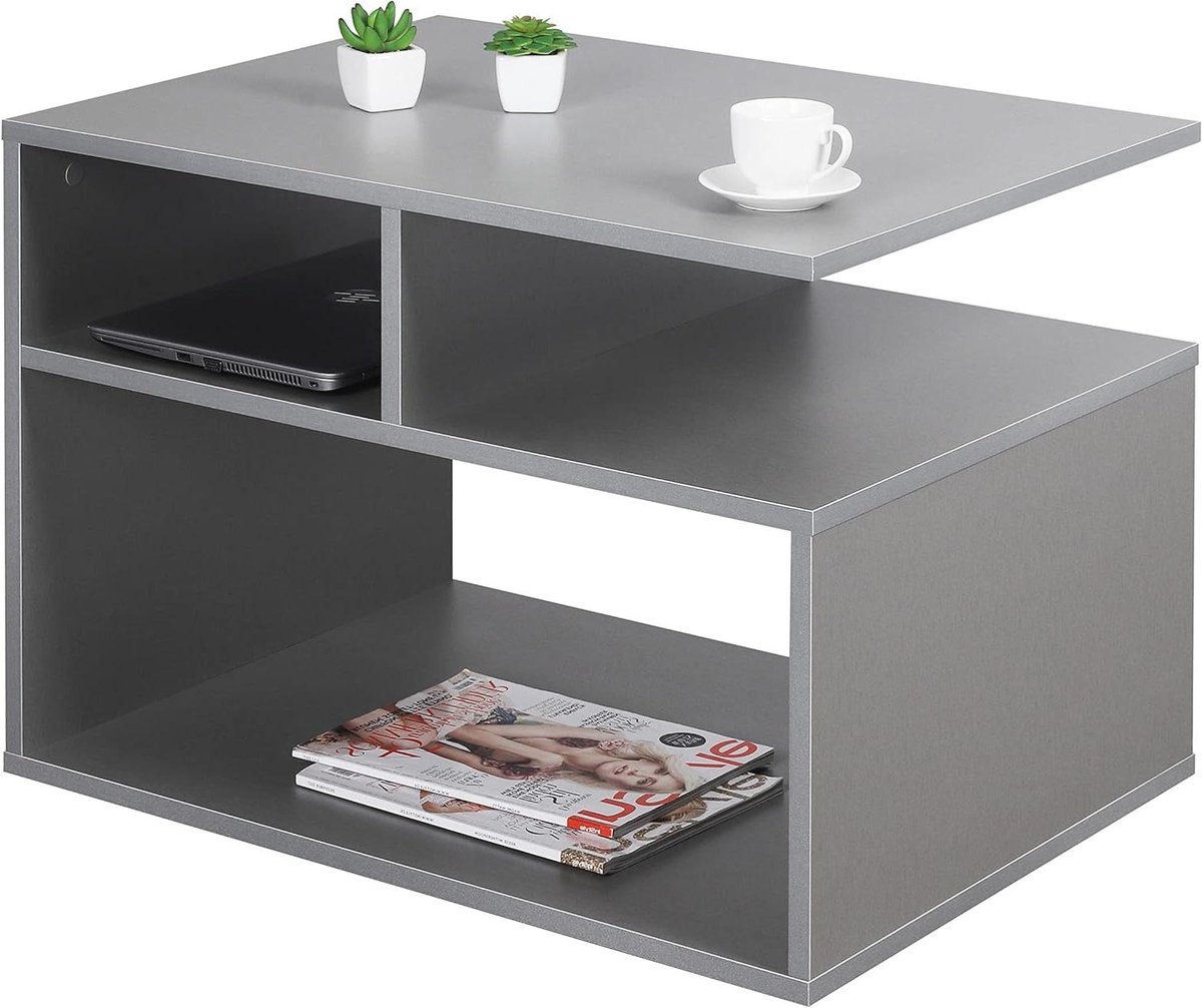 Salontafel met opbergruimte - Bijzettafel Koffietafel - Woonkamer Organisatie - Dubbel opbergvak - 69 x 50 x 50 cm - Grijs
