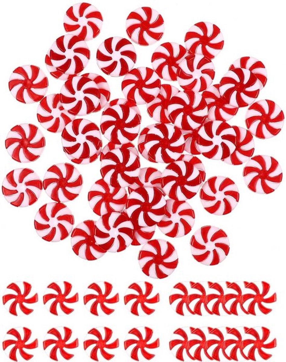 50 stuks Kerstmis Snoep Decoratie Lollipop Kerstboom Hangende Ornamenten Pepermunt Decoratie Acryl Suikerriet DIY Hangers voor Kerstmis Thuisdecoratie 25mm