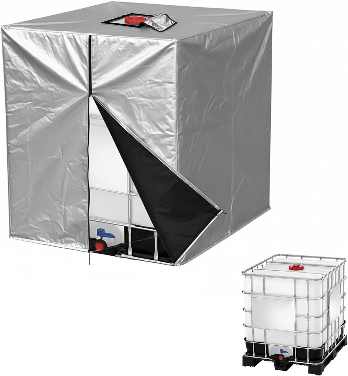 Duurzame afdekking voor 1000 liter IBC tank, UV-bestendig, weerbestendig en stofdicht, inclusief opbergtas (120 x 100 x 116 cm)
