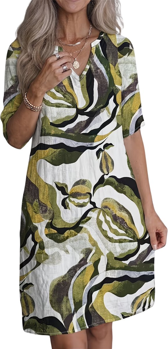 Currero Linnen Jurk Dames Blouse Zomer Shirt Jurkjes Voor Dames Ibiza Jurken Groen