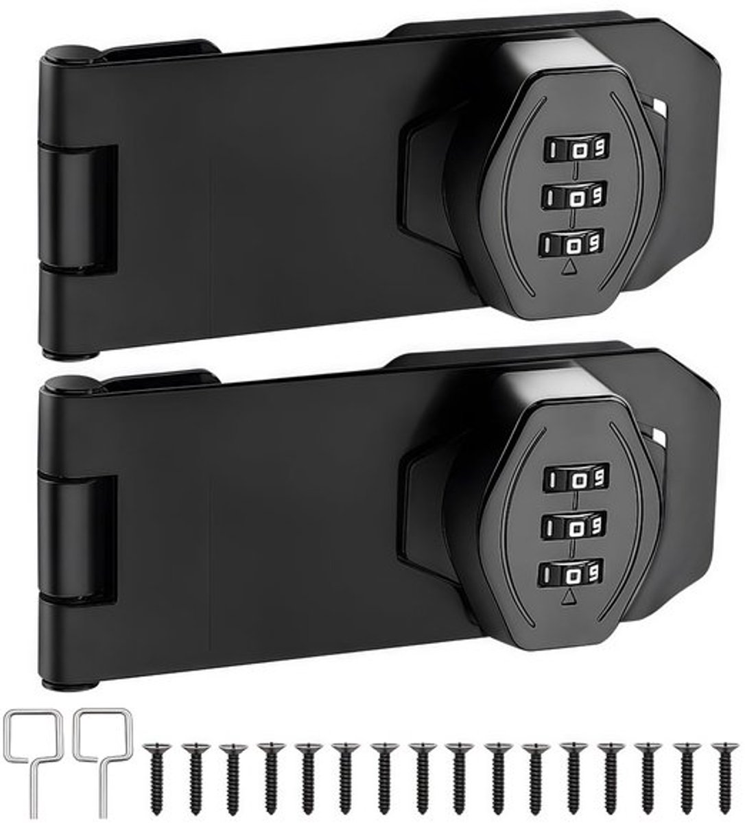 Kastslot, Beveiligingsslot, 3-cijferig 10 cm Wachtwoord Nummer Slot, 2 Stuks Combinatieslot voor Kasten, Kledingkasten, Huisdierdeuren, Postbussen, Lades, Zwart