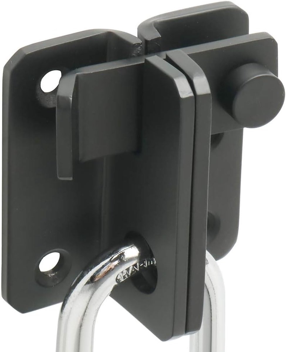 Flip Latch Hasp RVS Deurslot voor Beveiliging van Deuren, Ramen en Kasten - Mat Zwart Afwerking, Inclusief Sleutelgat voor Hangslot