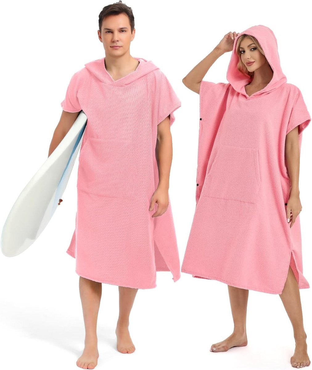 Microfibre Surf Poncho met Kap voor Mannen en Vrouwen, Ideaal voor Strand, Zwembad en Douche, Lichtgewicht en Sneldrogend, Maat M