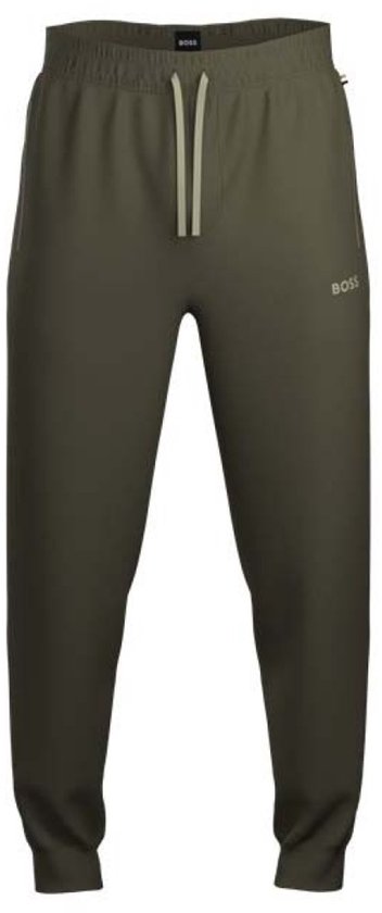 Groene BOSS joggingbroek met trekkoord en logo op de linkerpijp.