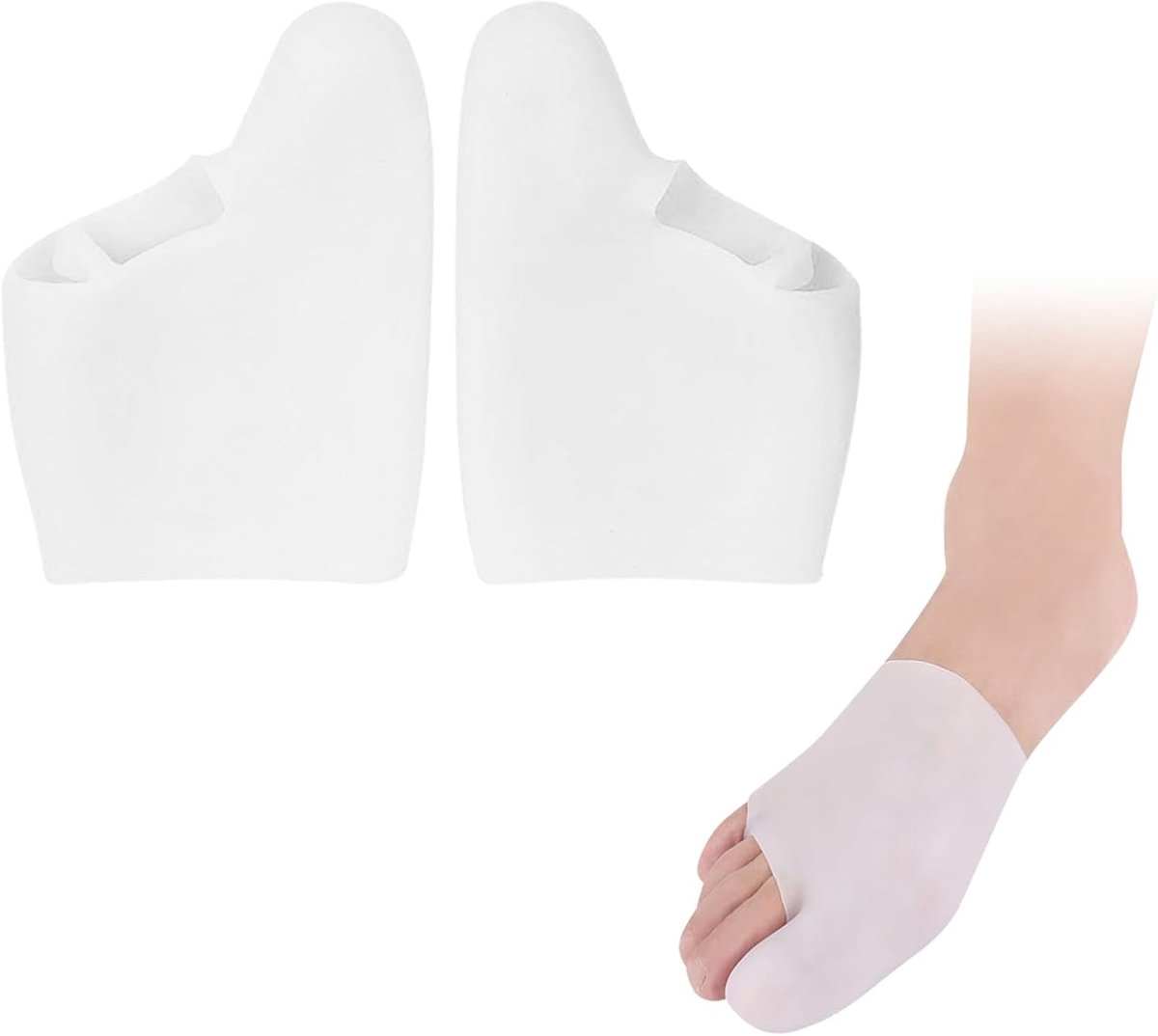 Correctieve Hallux Valgus Orthese voor Teenbescherming, Siliconen Bescherming tegen Likdoorns, Eelt en Blaren voor Mannen en Vrouwen (Wit)