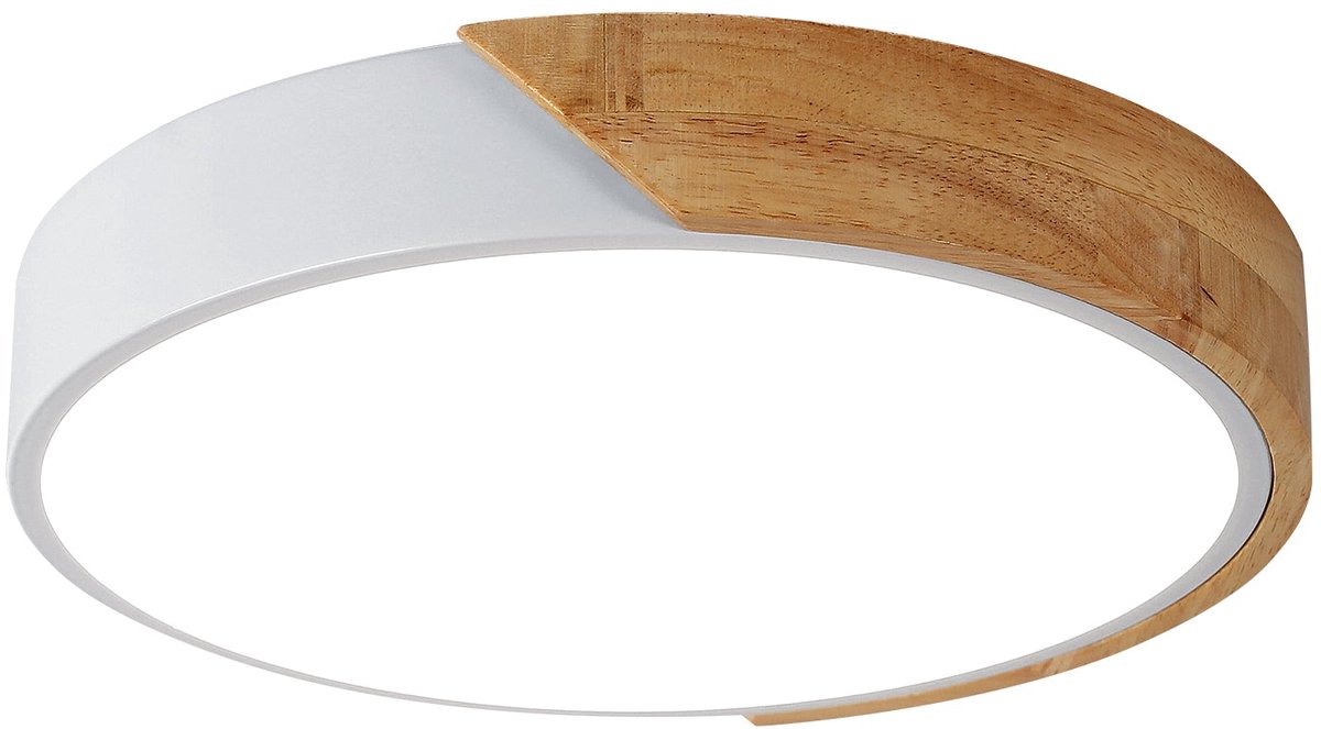 Riserva LED Plafondlamp Rond 30W Wit Hout Modern Design 3375lm 6500K voor Woonkamer Slaapkamer Keuken