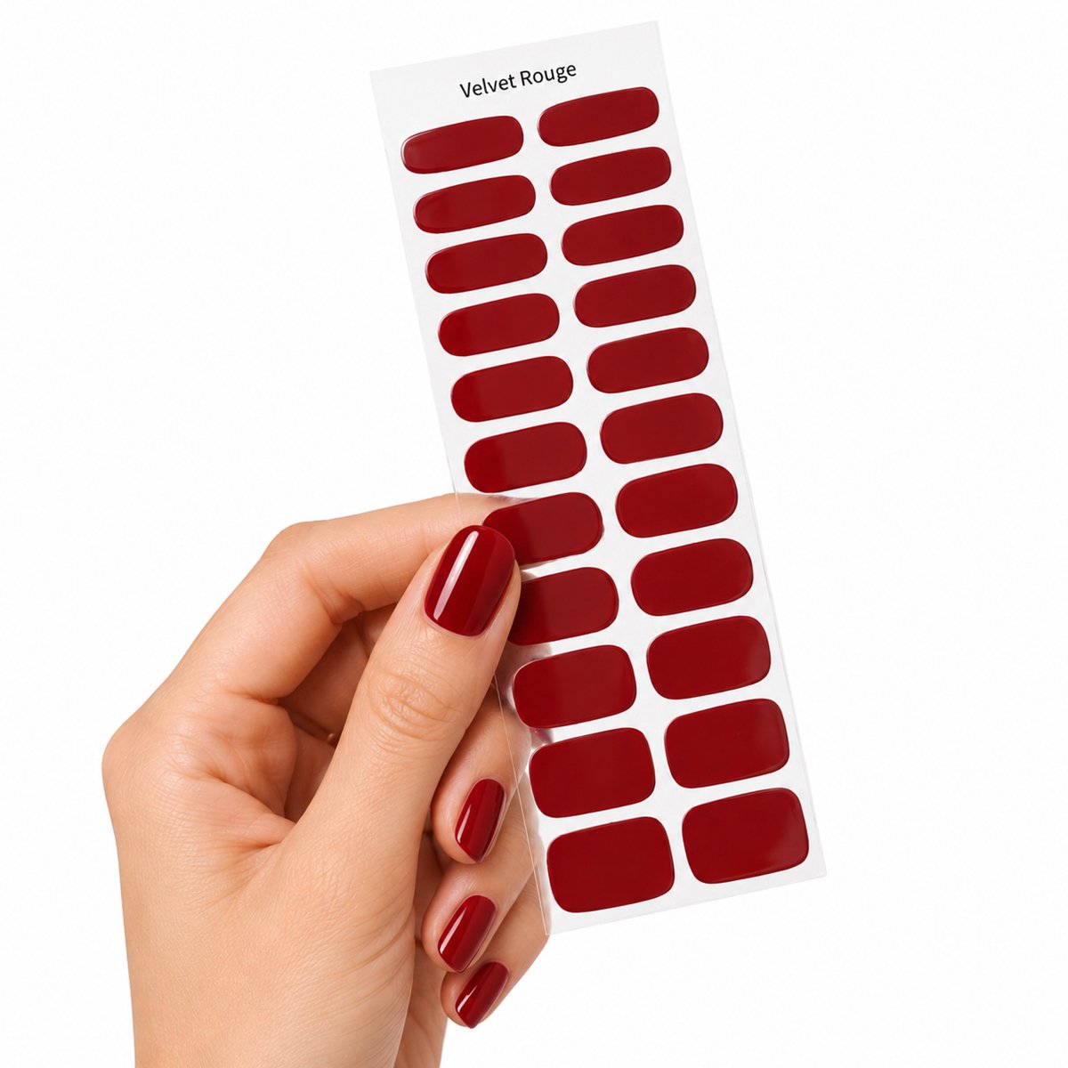 Moods Gellac UV Nagelstickers – Gellak Stickers voor Gelnagels – Inclusief Vijl & Bokkenpootje – 22 Stuks – Velvet Rouge