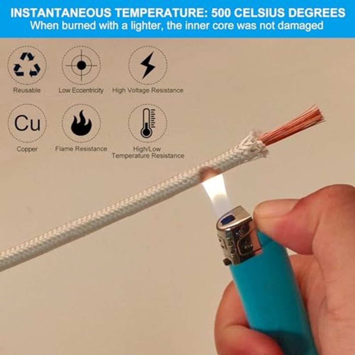 GN500 Elektrische Kabel - GeÃ¯soleerd - Hittebestendig - 4,5 Meter - 9 AWG - Wit