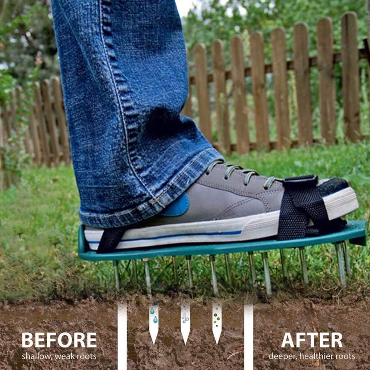 Zware Luchtiger Sandalen voor Grasmaaien, Verstelbare Spikes voor Efficiënte Grondbeluchting en Tuinonderhoud, 30x13cm