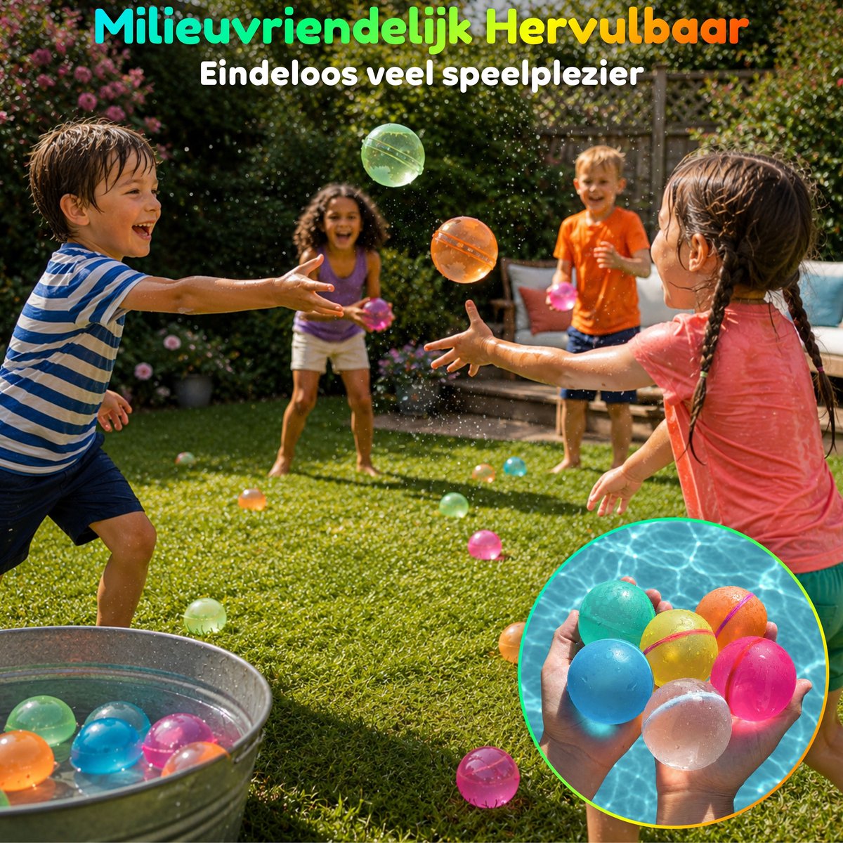 cozy.® Herbruikbare Waterballonnen Pro XL 2026 - Complete Familie Set - 20 Stuks + Opvouwbare Emmer - Zomers Waterspeelgoed - Extra Groot, Zelfsluitend & Duurzaam - Inclusief E-book met Spelideeën - Splashbal - Camping, Tuin & Vakantie Spelletjes — afbeelding 11