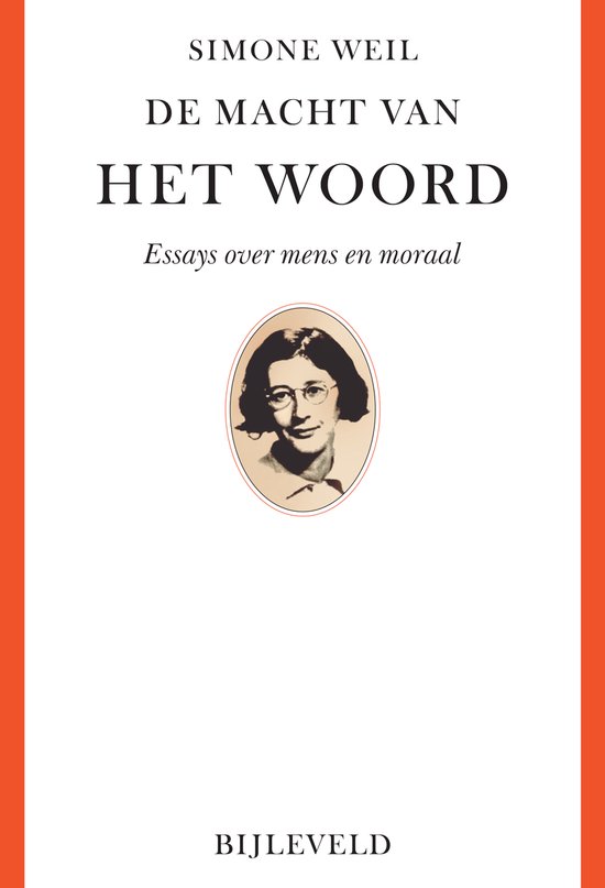 Couverture de livre avec portrait de Simone Weil, 'Le pouvoir des mots' et 'Essais sur l'homme et la morale'.