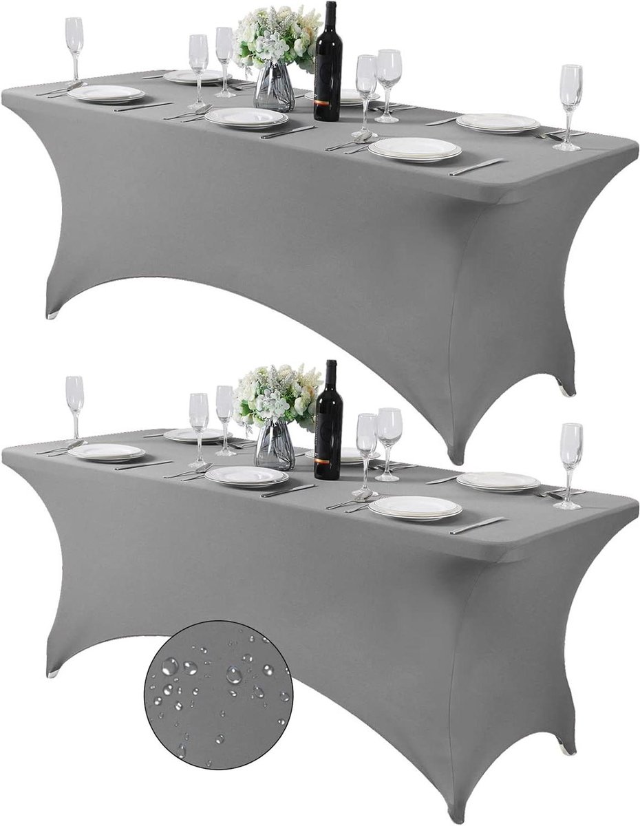 Spandex Tafelhoezen - Elastische Over trek - Feest Decoratie - Waterdicht Vuilafstotend - 182 cm Universeel - Grijs