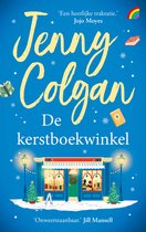 Boekomslag 'De kerstboekwinkel' van Jenny Colgan met de tekst 'Een heerlijke traktatie.' en 'Onweerstaanbaar.'