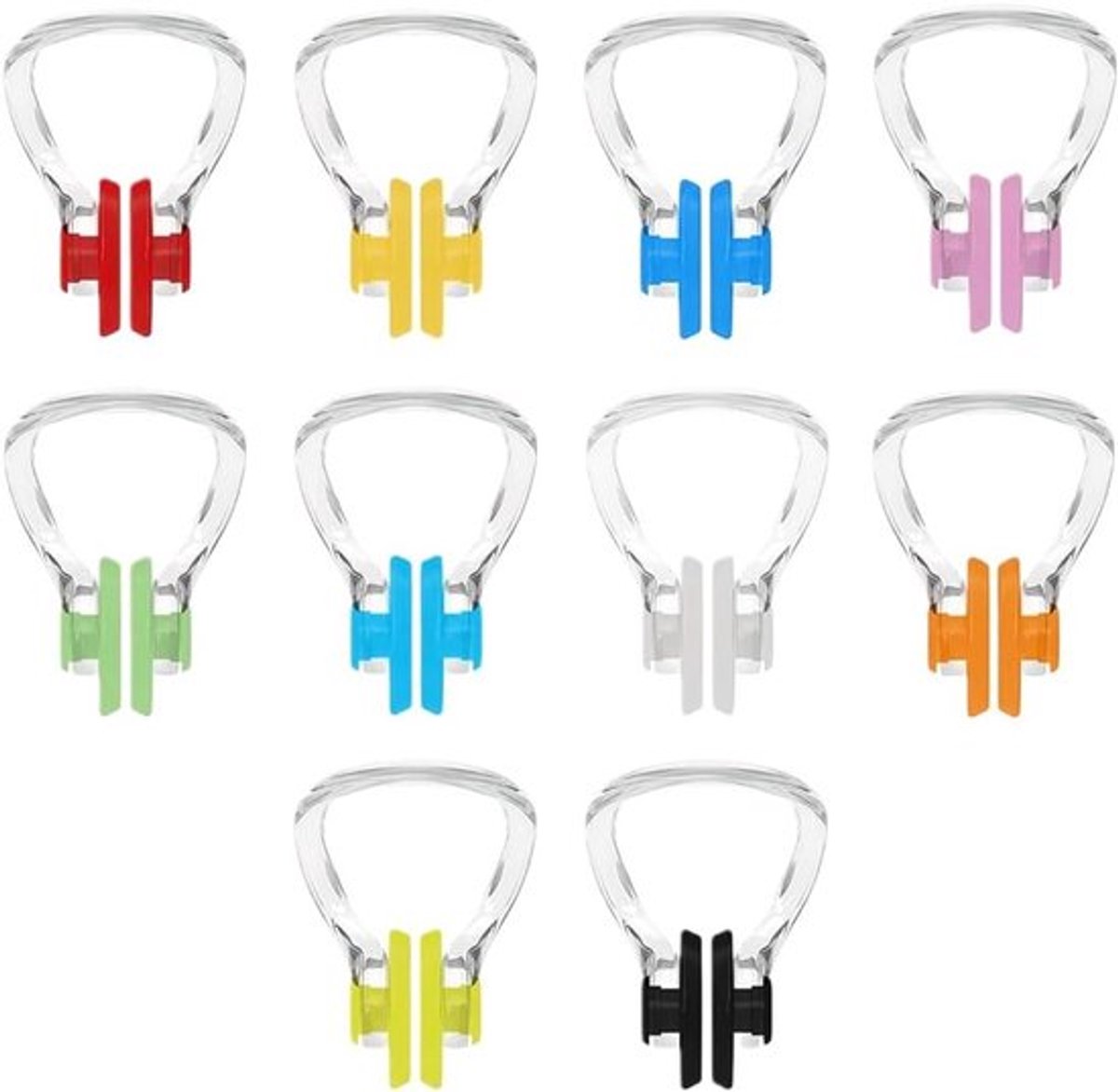 Zwembad-neusstoppen - Siliconen - Set van 10 - Diverse Kleuren - Volwassenen en Beginners - Zwemaccessoire - Geschikt voor Zwembaden
