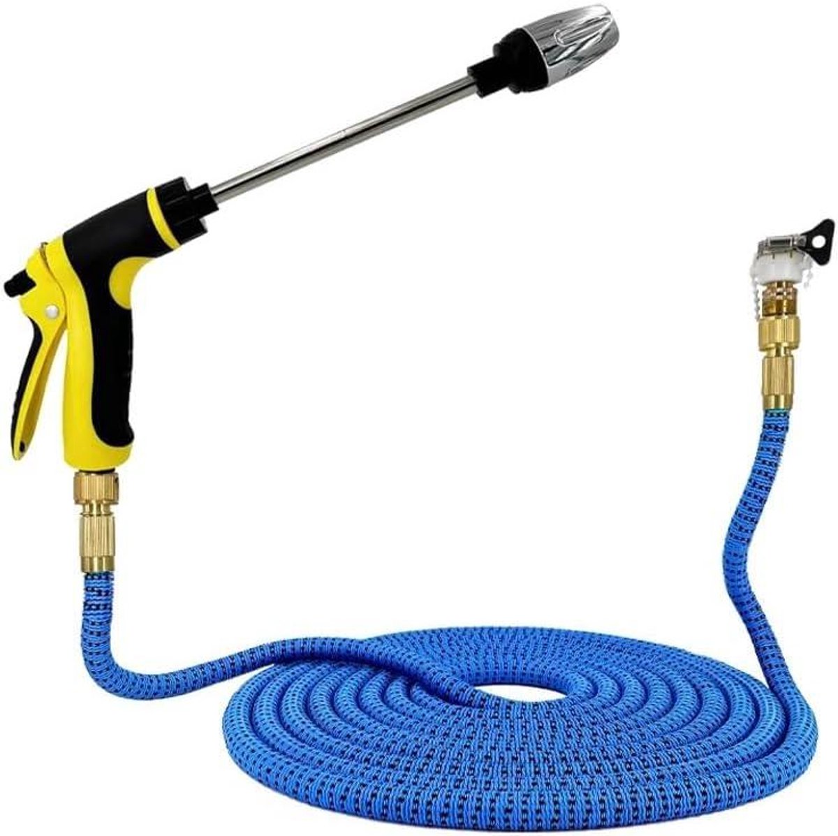 Tuinslang Uittrekbaar - Flexibele Slang Waterpistool - Tuin en Auto Wassen - Knoopvrij en Lichtgewicht - 25 voet - Blauw-zwart