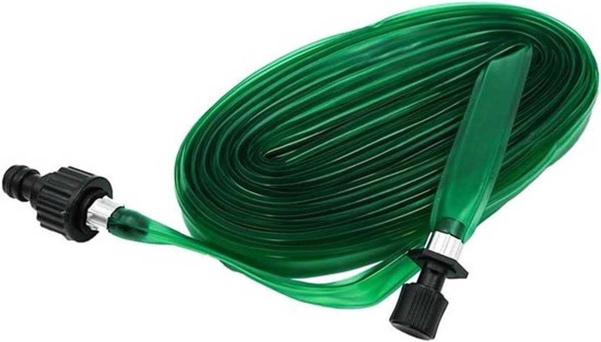 Flexibele platte slang voor tuin - Sproeier - Waterlekkage - Groen - 15 meter - Tuiniers - Groen model