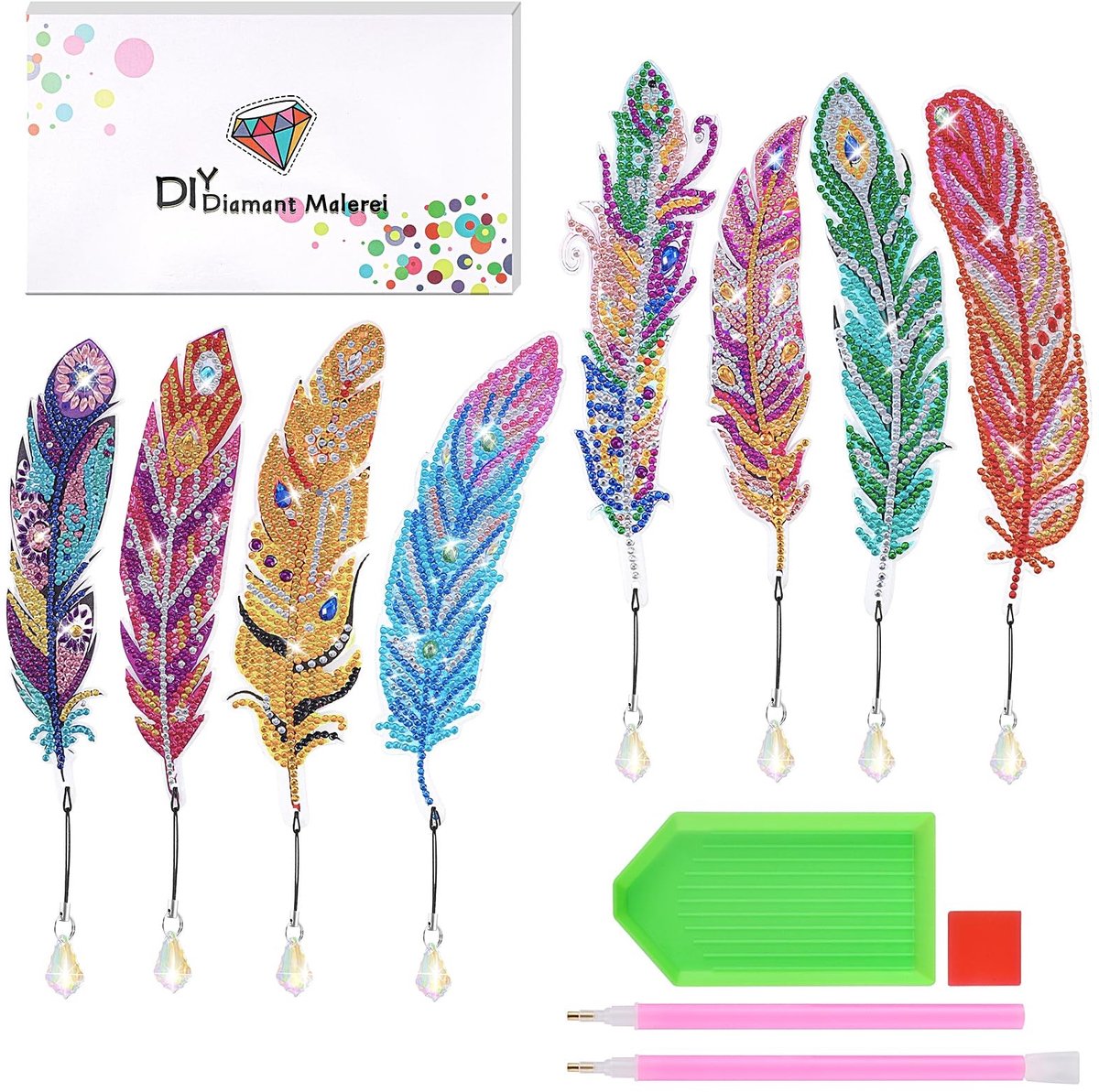 Solidchoice - Set van 8 Diamant Schilderen Boekenleggers voor Kinderen