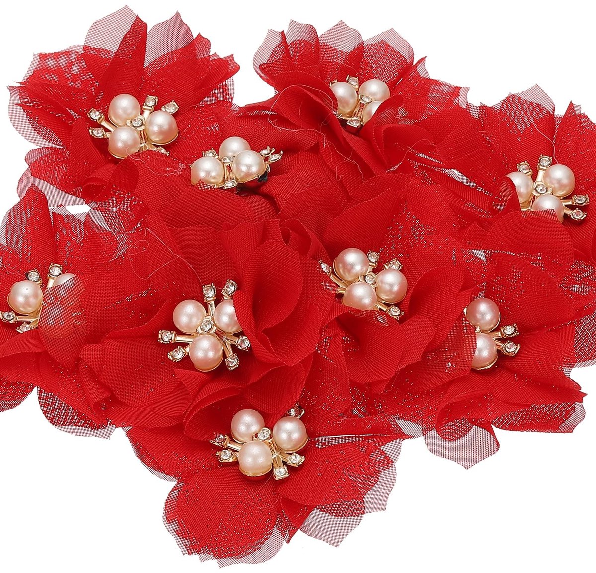 Solidchoice - Set van 10 Chiffon Bloemen voor DIY Decoratie Rood
