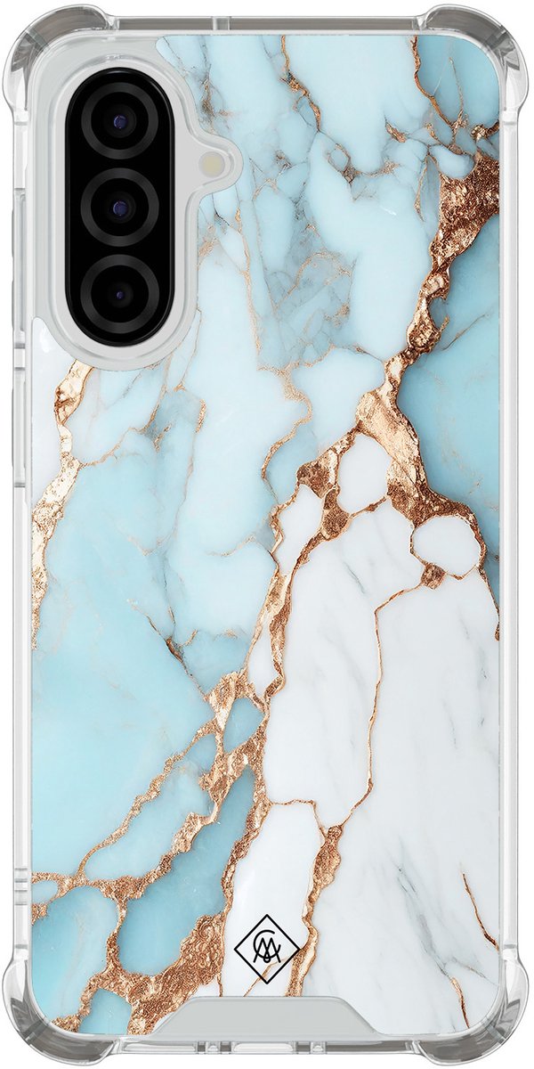 Casimoda® hoesje - Geschikt voor Samsung Galaxy A37 - Marmer Lichtblauw - Shockproof case - Extra sterk - TPU/polycarbonaat - Blauw, Transparant