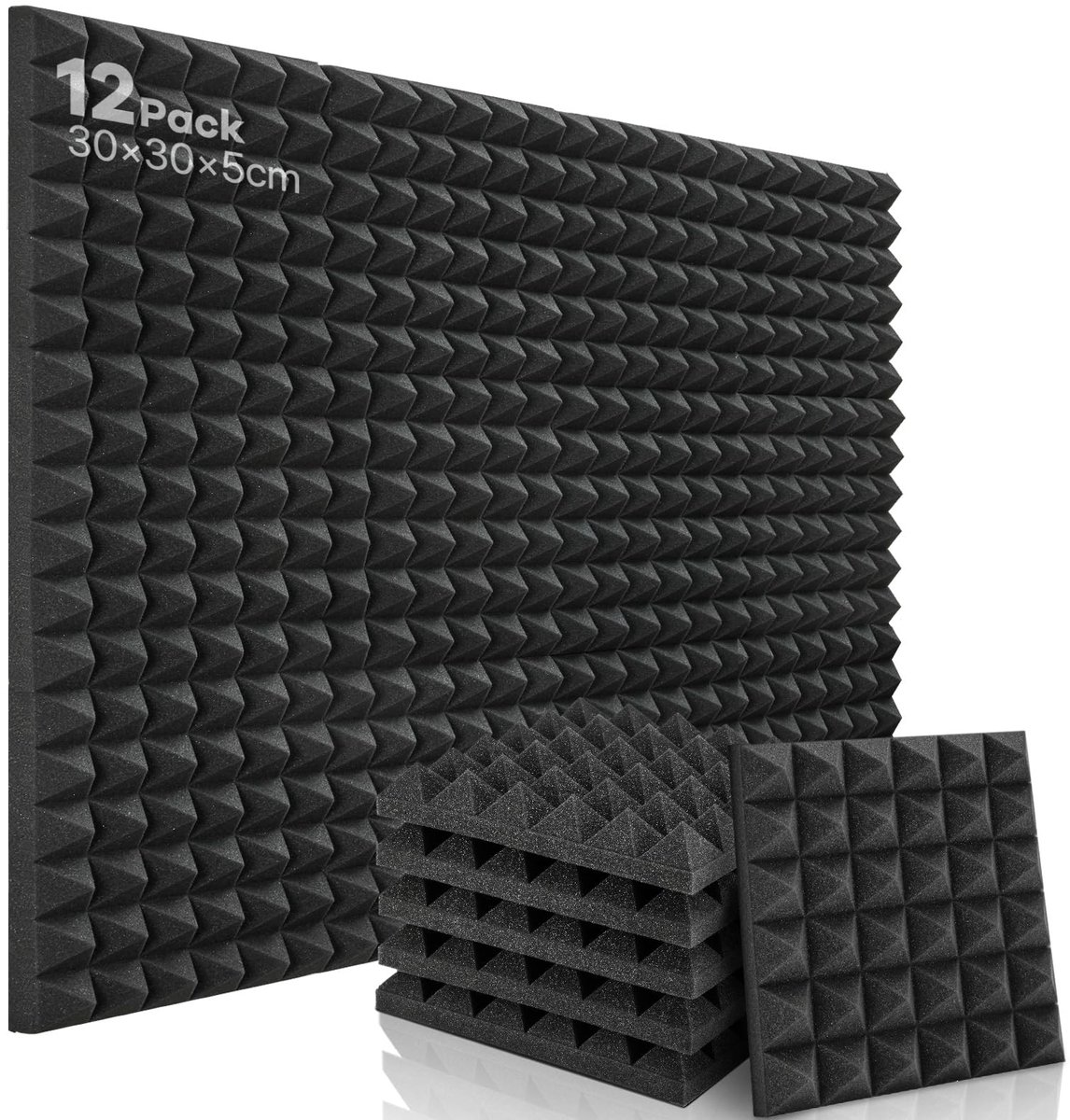 Solidchoice - Pyramid Akoestisch Schuim 12 Pack - Geluidsisolatie voor Studio en Podcast