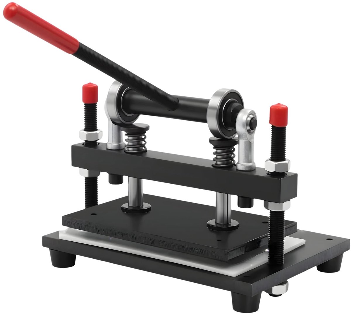 Leder snijmachine – Voor Handmatig Snijden en Embossen – Bovenplaat 25,4×16 cm, Persstreek 1,5 cm – Metaal, Zilver