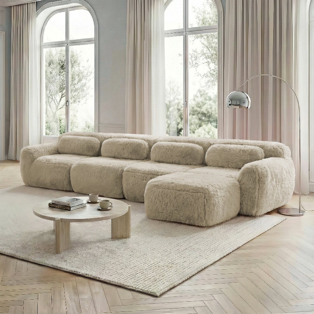Veelzijdig Sofa - Ideaal voor Woonkamer en Slaapkamer - 378x179x73 cm, Licht kaki