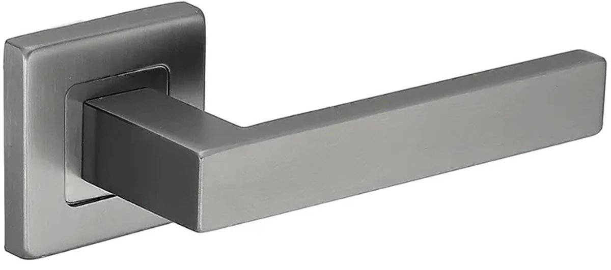 Deurkruk (2x) Alice vierkant 20mm haaks op vierkant rozet gun metal PVD gecoat | Gunmetal deurklinken