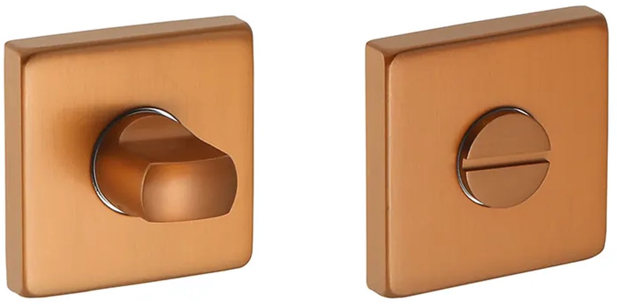Rozet met toilet / badkamersluiting vierkant 53x53x8,9mm brons geborsteld PVD gecoat