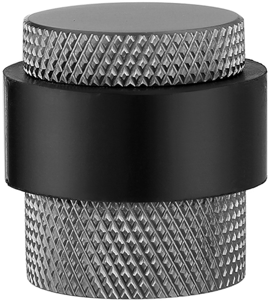 Deurstopper voor vloermontage geribbeld 25x30mm gun metal PVD gecoat