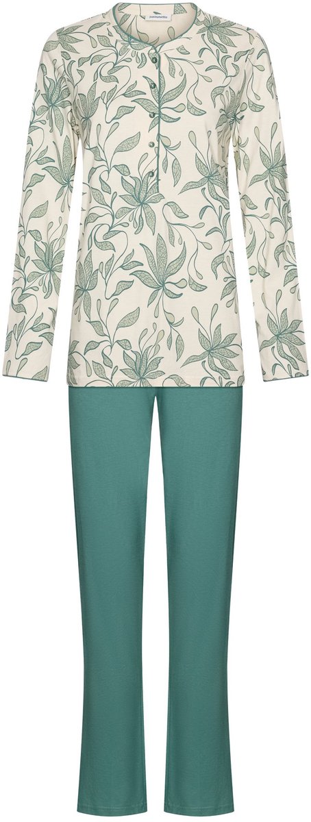 Pastunette - Nordic Leaf - Pyjama - Katoen - Wit/Groen - Maat 42