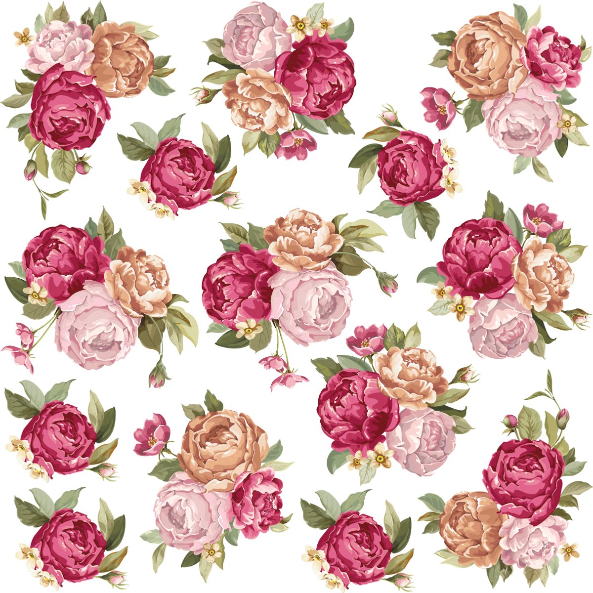 Ambiance Sticker Muurstickers - Rozenboeket - Transparante achtergrond - 40x40cm Multi color