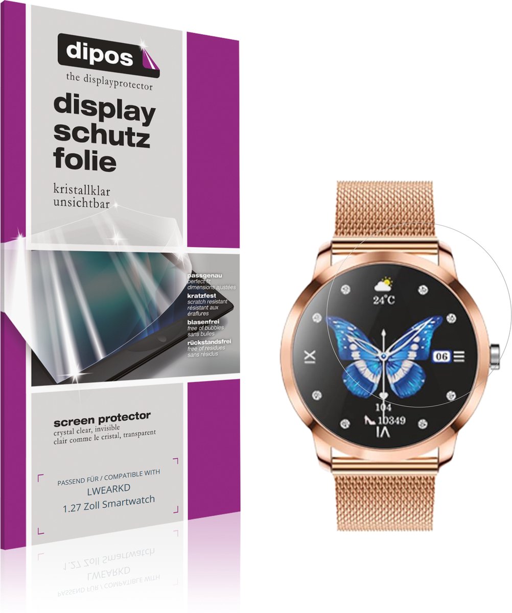 dipos – 6x Beschermfolie geschikt voor LWEARKD 1.27 Zoll Smartwatch | Krasbestendige & heldere Screenprotector Ultra-Thin