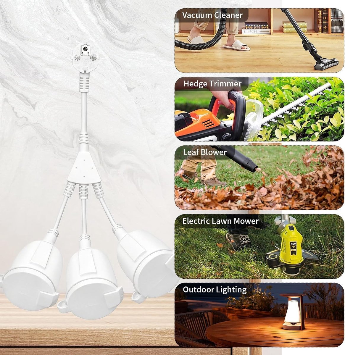Stekkerdoos voor Buiten - Wit - Compact - IP44 Spatwaterdicht - Voor Tuin, Balkon en Camper